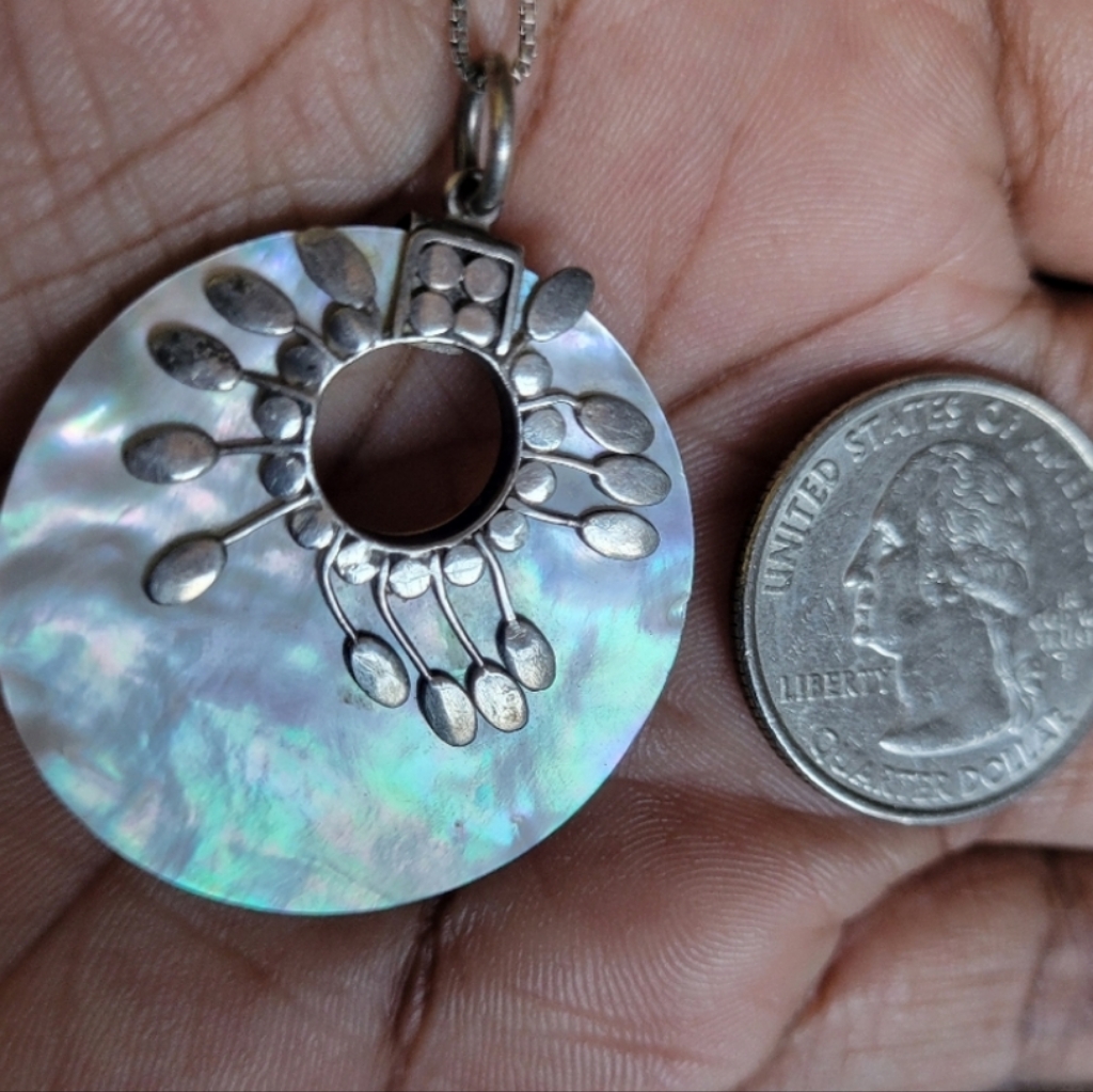 Mother Of Pearl Pendant Sterling Necklace And Pendant Silver 925 Ss